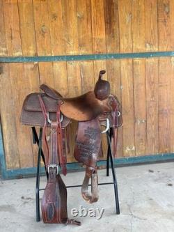South Texas Tack Ranch Cutter Smooth Rough Out Western Cow Horse Saddle 16