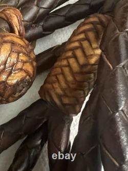 Stunning Vintage Set Braided Brown Rawhide Riata & Hobbles 70's Horse Saddle