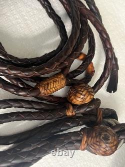 Stunning Vintage Set Braided Brown Rawhide Riata & Hobbles 70's Horse Saddle