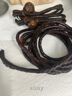 Stunning Vintage Set Braided Brown Rawhide Riata & Hobbles 70's Horse Saddle