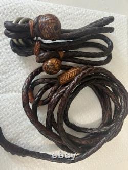 Stunning Vintage Set Braided Brown Rawhide Riata & Hobbles 70's Horse Saddle