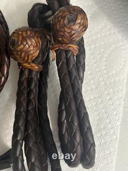 Stunning Vintage Set Braided Brown Rawhide Riata & Hobbles 70's Horse Saddle