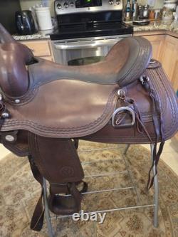 Stunning Western Leather Saddle Circle Y Flex Lite Cordovan/brown 17.5 Pristine
