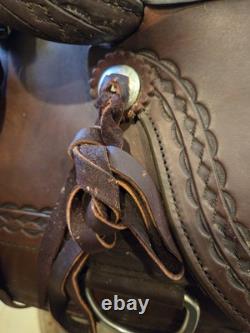 Stunning Western Leather Saddle Circle Y Flex Lite Cordovan/brown 17.5 Pristine