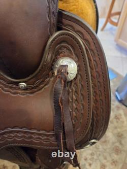 Stunning Western Leather Saddle Circle Y Flex Lite Cordovan/brown 17.5 Pristine