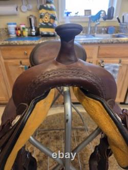 Stunning Western Leather Saddle Circle Y Flex Lite Cordovan/brown 17.5 Pristine