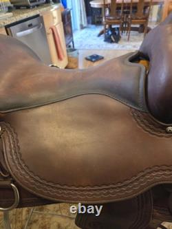 Stunning Western Leather Saddle Circle Y Flex Lite Cordovan/brown 17.5 Pristine