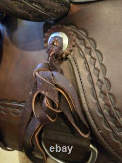 Stunning Western Leather Saddle Circle Y Flex Lite Cordovan/brown 17.5 Pristine