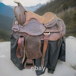 Super QUALITY 15-1/2 15 HeavyDuty HAND TOOLED Vintage RANCH SaddleFQHBSOLID