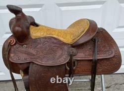 Super QUALITY 15-1/2 15 HeavyDuty HAND TOOLED Vintage RANCH SaddleFQHBSOLID
