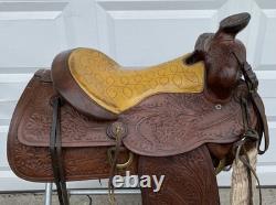Super QUALITY 15-1/2 15 HeavyDuty HAND TOOLED Vintage RANCH SaddleFQHBSOLID