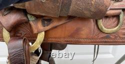 Super QUALITY 15-1/2 15 HeavyDuty HAND TOOLED Vintage RANCH SaddleFQHBSOLID