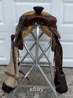 Super QUALITY 15-1/2 15 HeavyDuty HAND TOOLED Vintage RANCH SaddleFQHBSOLID