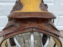 Super QUALITY 15-1/2 15 HeavyDuty HAND TOOLED Vintage RANCH SaddleFQHBSOLID