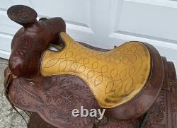 Super QUALITY 15-1/2 15 HeavyDuty HAND TOOLED Vintage RANCH SaddleFQHBSOLID