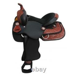 Synthetic Pony/Youth Western Horse Saddle with Leather Trim 13 Inch