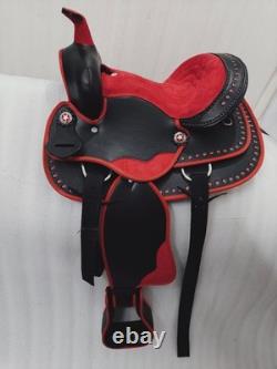 Synthetic Red/Black Western Horse Tack Saddle Size 15