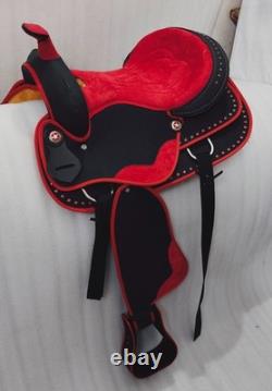 Synthetic Red/Black Western Horse Tack Saddle Size 15