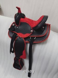 Synthetic Red/Black Western Horse Tack Saddle Size 15