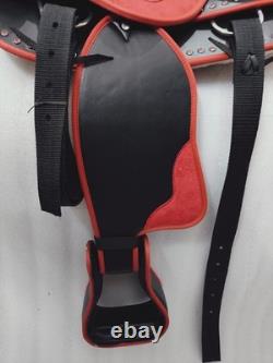Synthetic Red/Black Western Horse Tack Saddle Size 15
