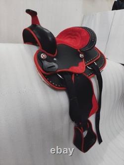 Synthetic Red/Black Western Horse Tack Saddle Size 15