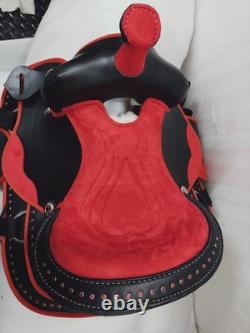 Synthetic Red/Black Western Horse Tack Saddle Size 15