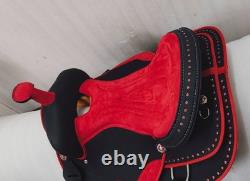 Synthetic Red/Black Western Horse Tack Saddle Size 15
