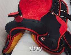 Synthetic Red/Black Western Horse Tack Saddle Size 15