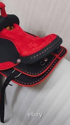 Synthetic Red/Black Western Horse Tack Saddle Size 15