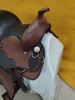 Synthetic Western Kids Saddle Brown And Black Color Size 12 13 14