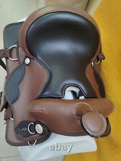 Synthetic Western Kids Saddle Brown And Black Color Size 12 13 14