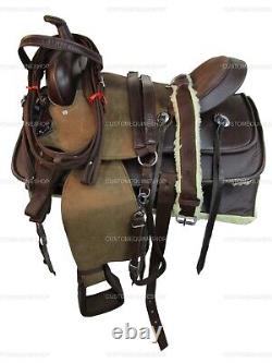 Synthetic Western Saddle Horse Pleasure Trail Brown Used Tack Set 15 16 17 18