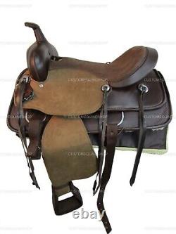 Synthetic Western Saddle Horse Pleasure Trail Brown Used Tack Set 15 16 17 18