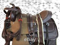 Synthetic Western Saddle Horse Pleasure Trail Brown Used Tack Set 15 16 17 18