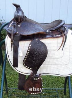 THE AMERICAN Childs Show Saddle- 12 SILVER/Padded Seat -Tooled Design- GREAT