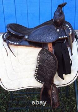 THE AMERICAN Childs Show Saddle- 12 SILVER/Padded Seat -Tooled Design- GREAT