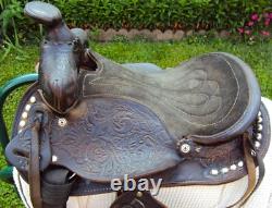 THE AMERICAN Childs Show Saddle- 12 SILVER/Padded Seat -Tooled Design- GREAT