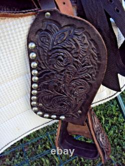 THE AMERICAN Childs Show Saddle- 12 SILVER/Padded Seat -Tooled Design- GREAT