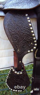 THE AMERICAN Childs Show Saddle- 12 SILVER/Padded Seat -Tooled Design- GREAT