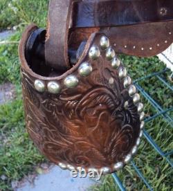 THE AMERICAN Childs Show Saddle- 12 SILVER/Padded Seat -Tooled Design- GREAT