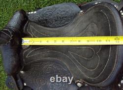 THE AMERICAN Childs Show Saddle- 12 SILVER/Padded Seat -Tooled Design- GREAT