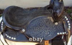 THE AMERICAN Childs Show Saddle- 12 SILVER/Padded Seat -Tooled Design- GREAT