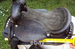 THE AMERICAN Childs Show Saddle- 12 SILVER/Padded Seat -Tooled Design- GREAT