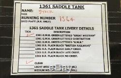 TOWER BRASS UK O-gauge 1/43 Saddle Tank steam 1361 G. W. R. Great Western
