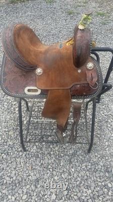 TT Saddlery Barrel Racing Western Saddle Brown Leather 12