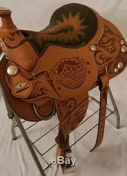 Team roping saddle 15.5 1996 trophy saddle