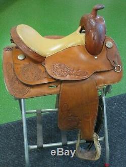 Tex-Tan Hereford 15 Western Saddle, Tex-Flex, Roping, Tooled Leather, Smooth Seat