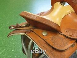 Tex-Tan Hereford 15 Western Saddle, Tex-Flex, Roping, Tooled Leather, Smooth Seat