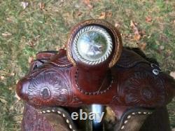 Tex Tan Hereford Show Pleasure Western Equitation Saddle 15 Tooled Silver