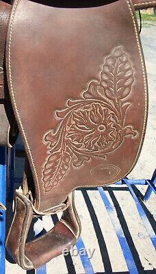 Tex Tan Hereford Western Horse Saddle 15 FQHB 7 Gullet Dark Oil withTooling USED